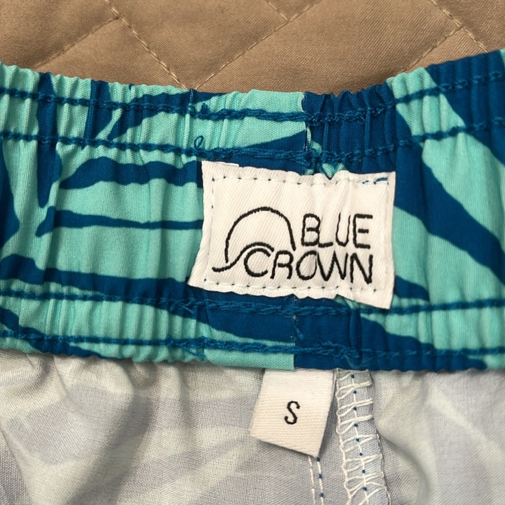 BLUE CROWN Blue Fronds Mens 7" Swim Shorts/NWT/S - Picture 12 of 16